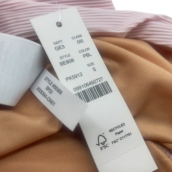 J Crew Ribbed Bikini Bottom Pink High Rise Cheeky Size Small BE808 New - Picture 5 of 5